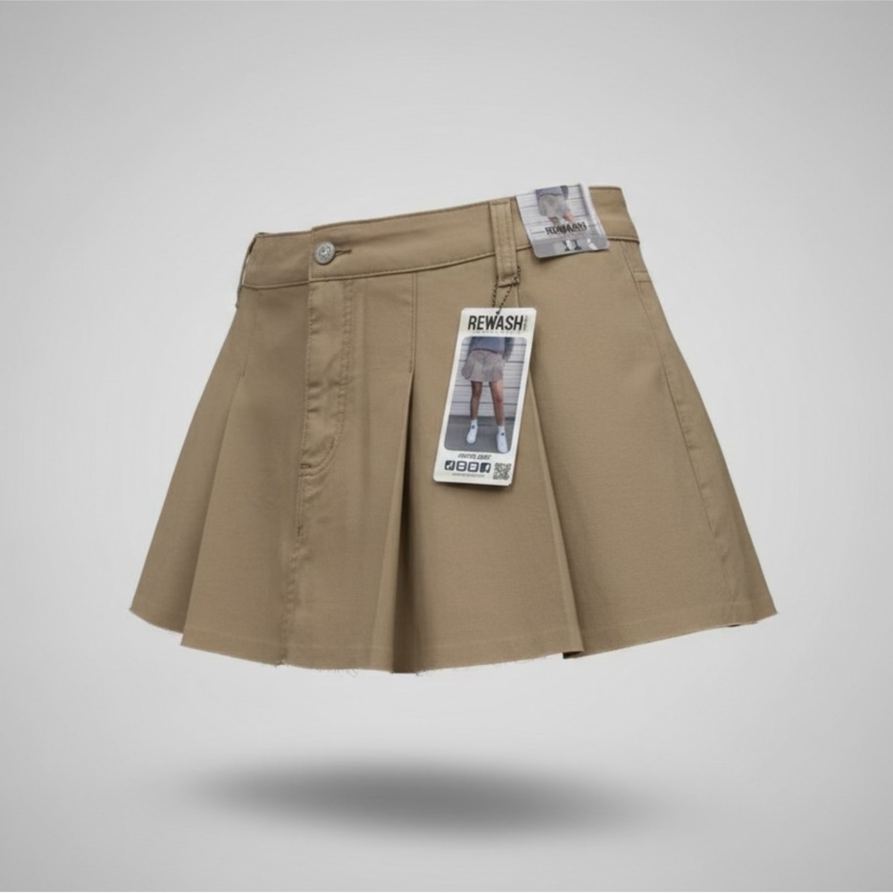 NWT Rewash Low Rise Pleated Skort Khaki Tan Size 11 Y2K Aesthetic